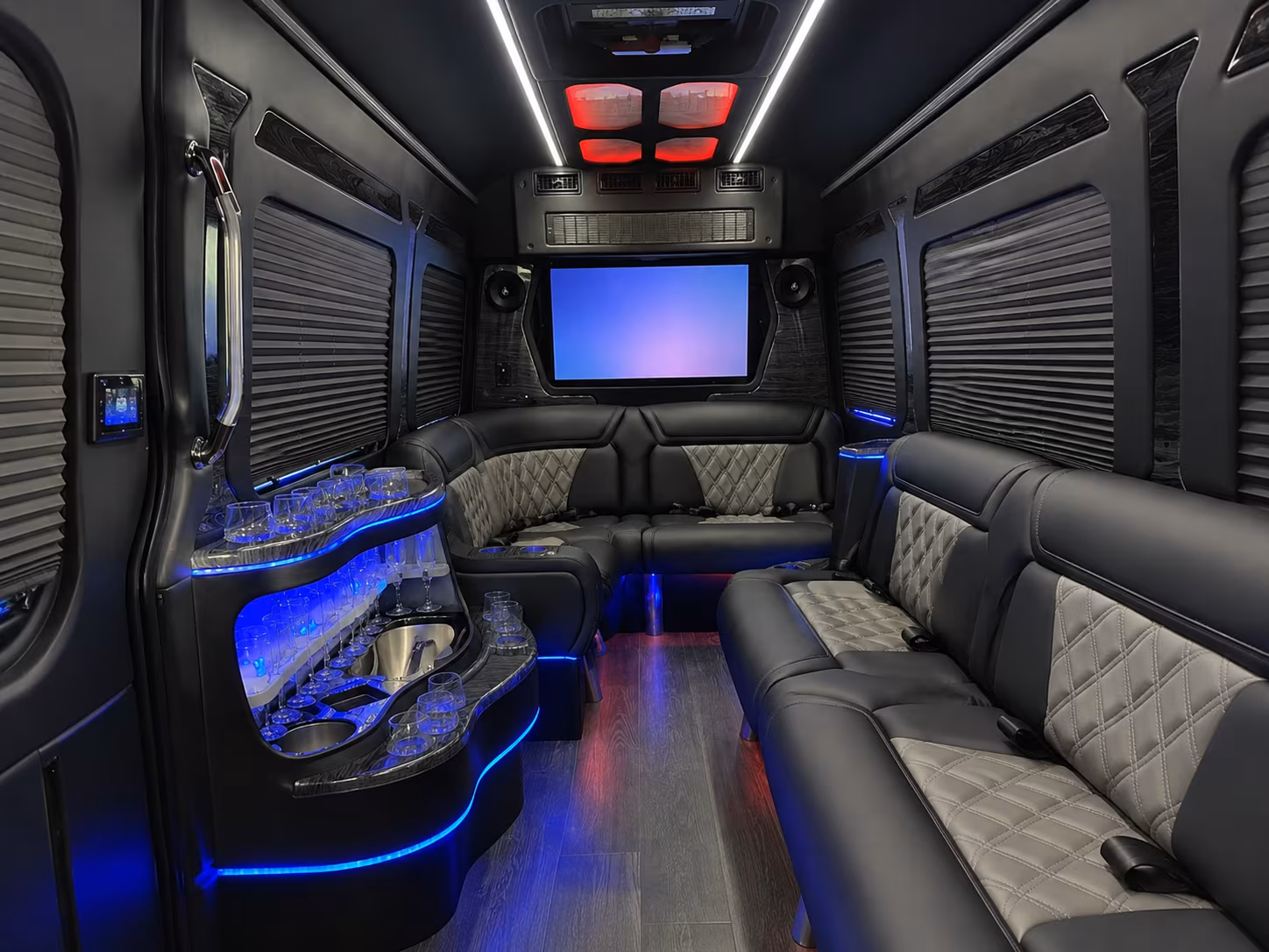 battle creek 20 passenger party bus interior
