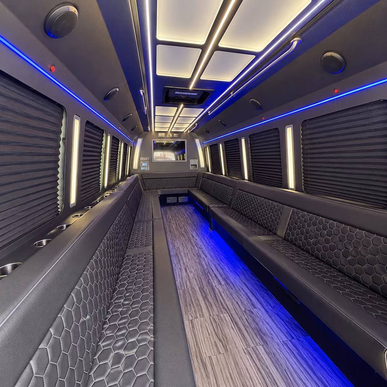 battle creek 30 passenger party bus interior