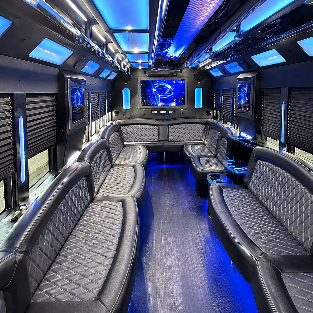 battle creek 50 passenger party bus interior